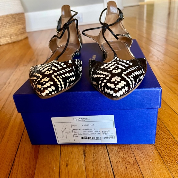 Aquazzurra Leather snake-print Scarlet Flat - Picture 9 of 14